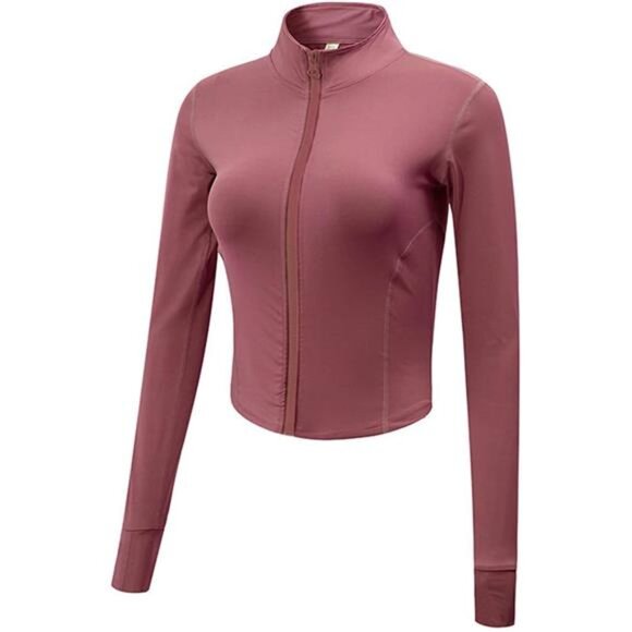 Women's Athletic Full Zip Lightweight Workout Jacket, Darkpink - Picture 1 of 5